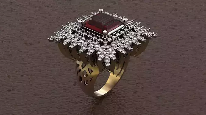 Ring with emerald and diamonds