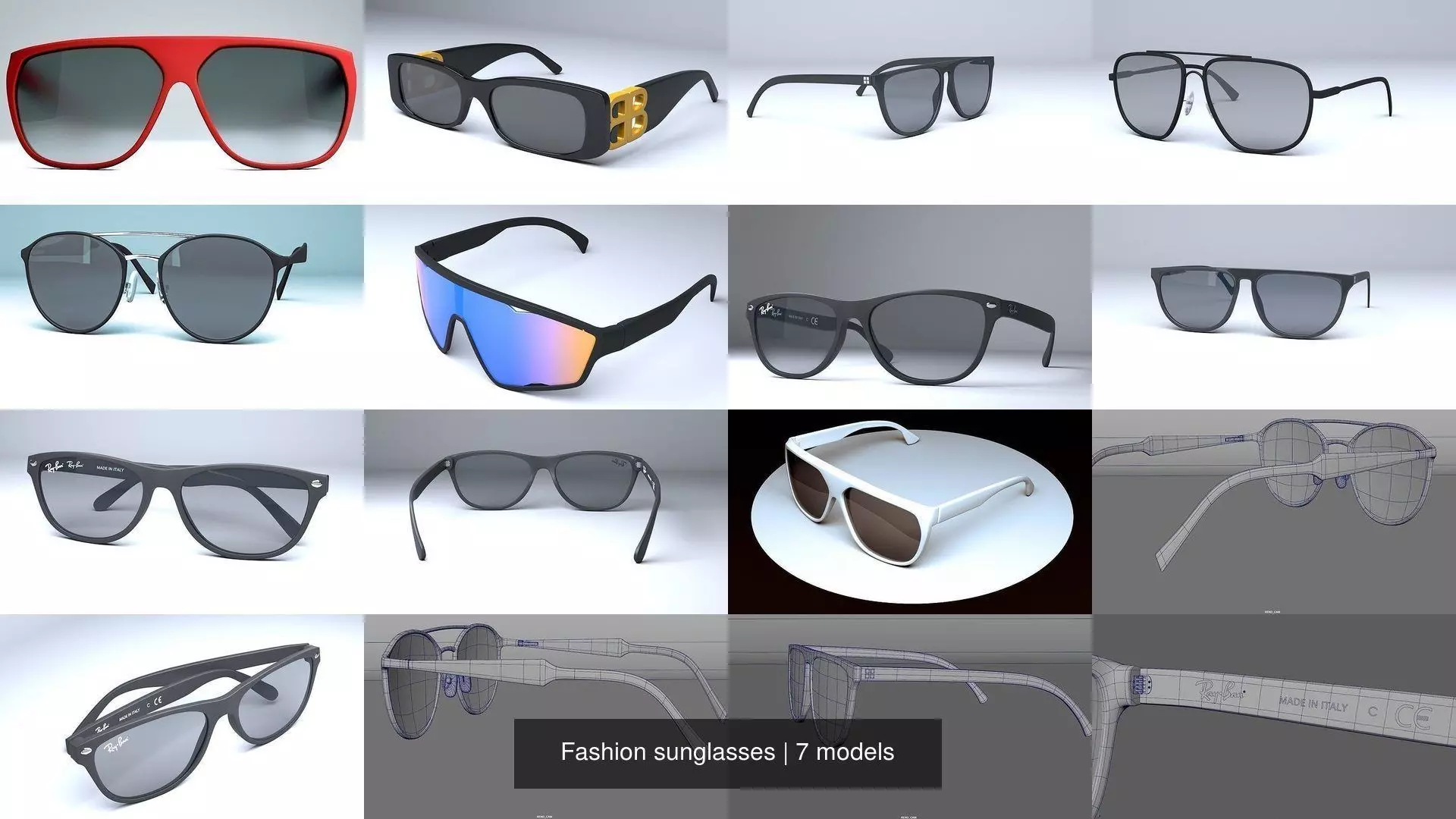 Fashion sunglasses 3D Model Collection_0