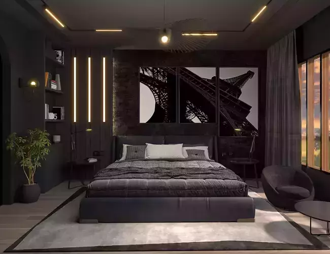 Dark Bedroom 3D model