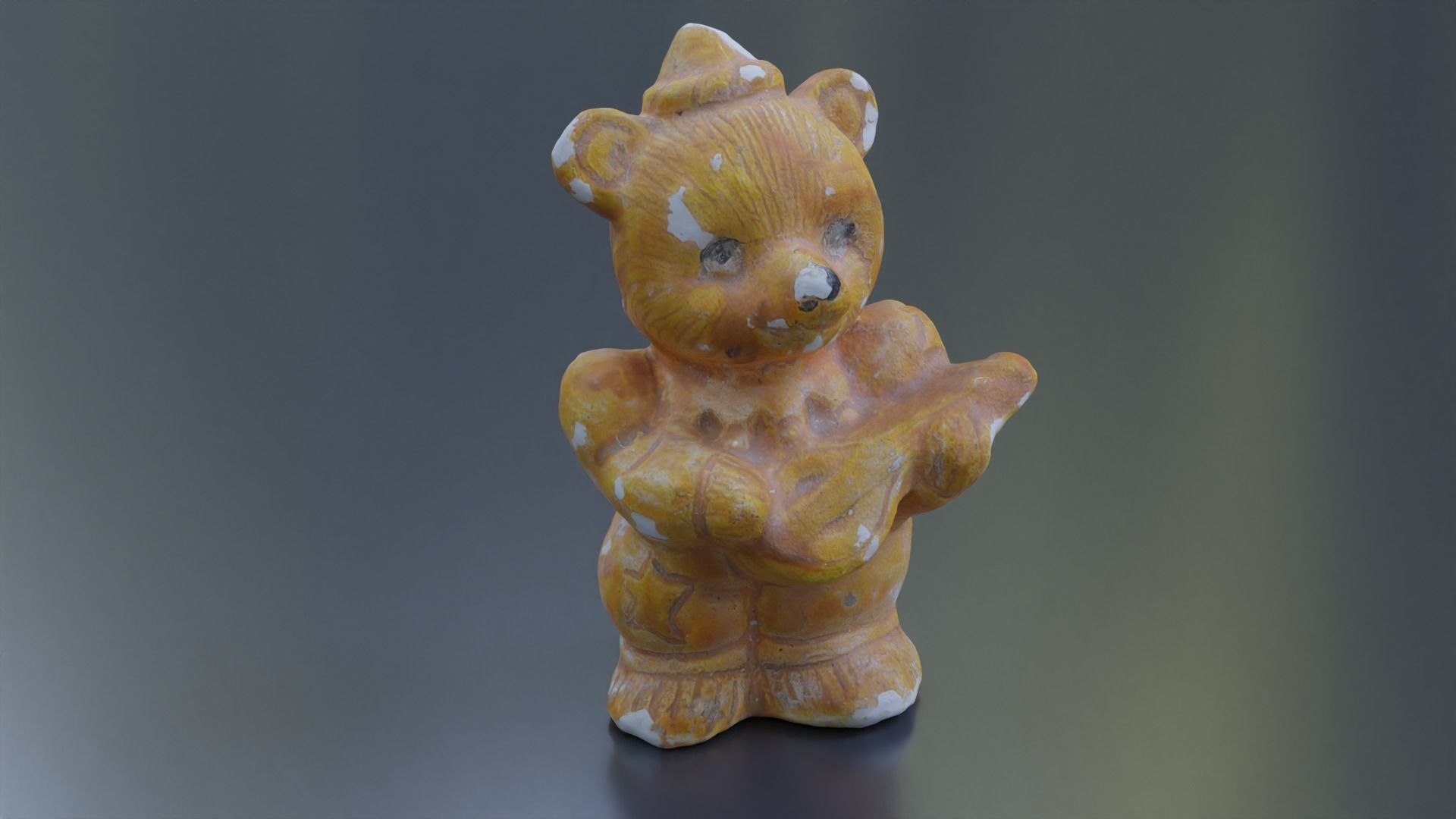 plaster bear   guitar player Low-poly 3D model_1