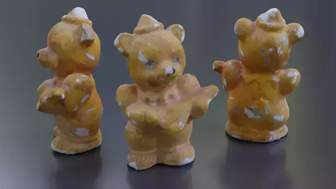 plaster bear   guitar player Low-poly 3D model