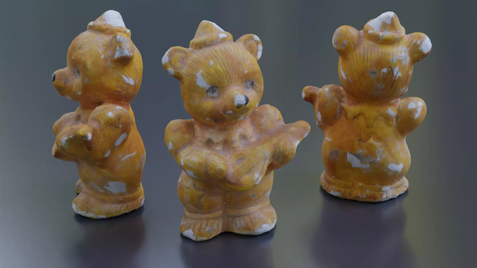 plaster bear   guitar player Low-poly 3D model_0