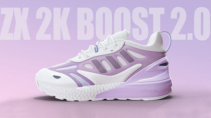 adidas ZX 2k boost 2 pink color Low-poly 3D model