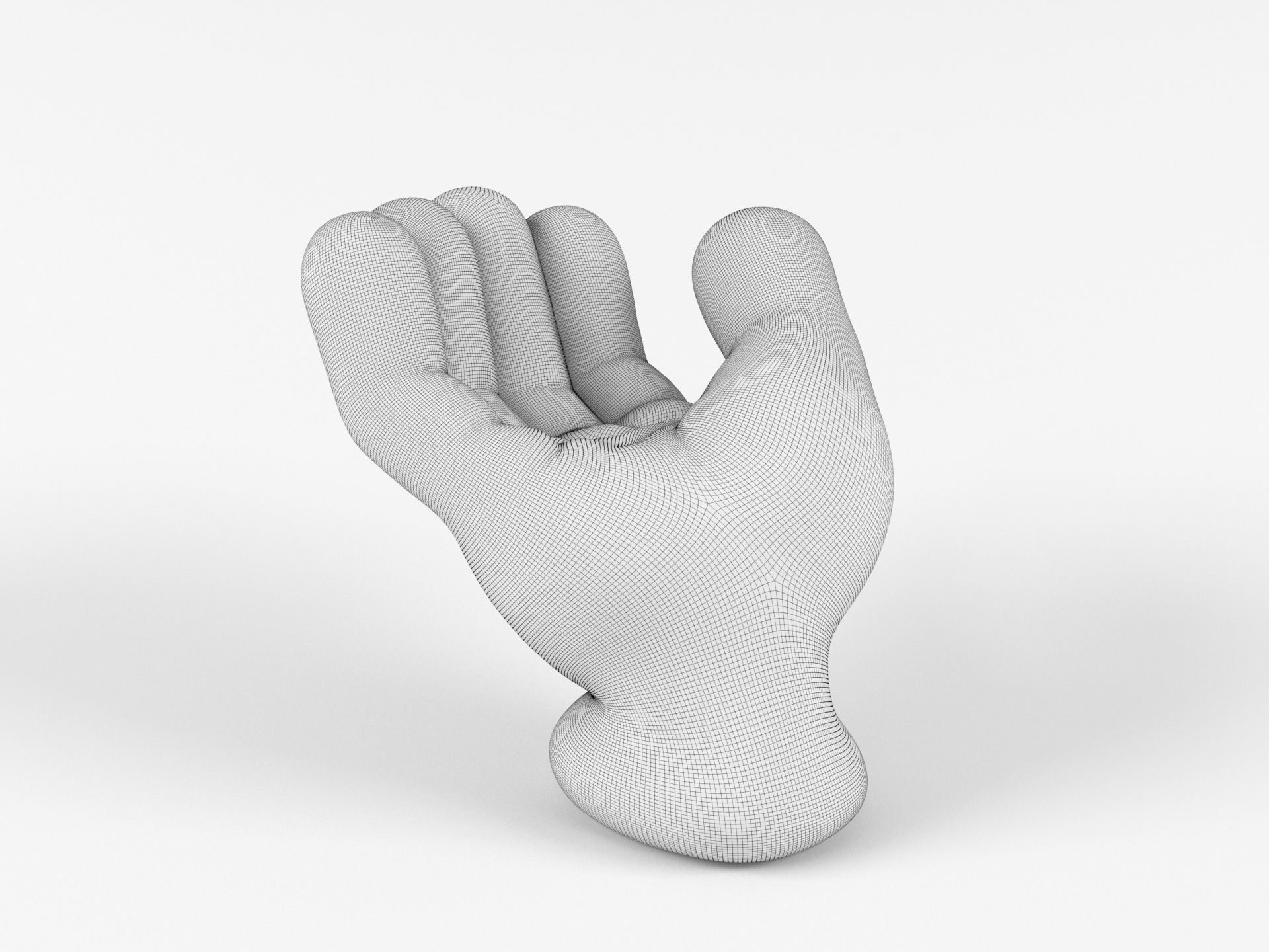 Cartoon hand 5 fingers Beggar 3D print model_1