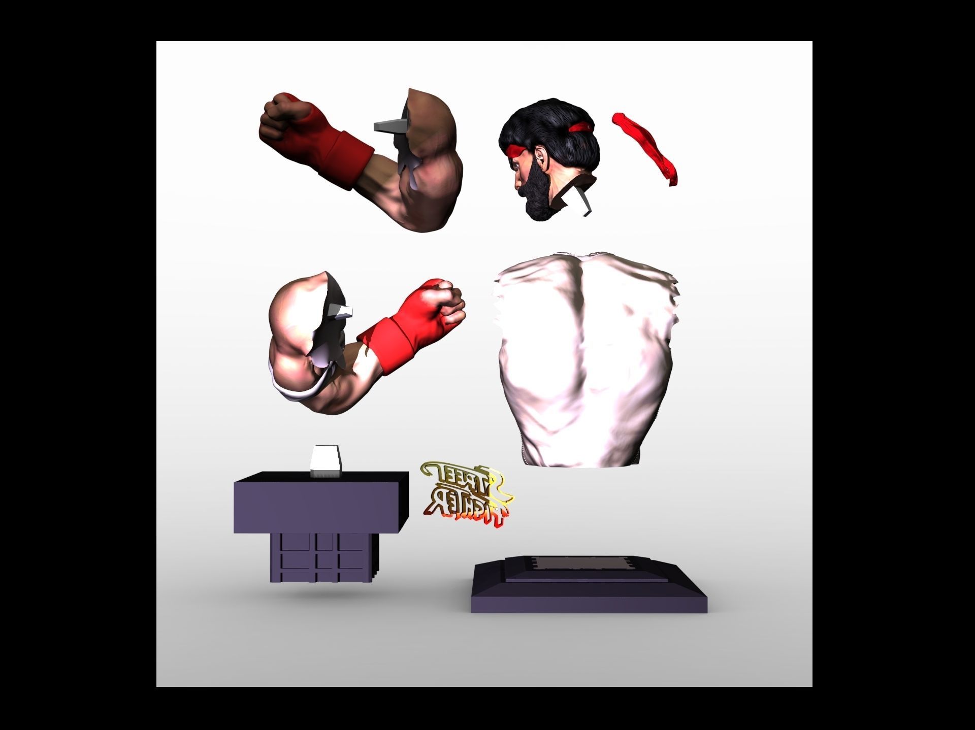 Old Ryu - Street Fighter V Statue 3D print model_4