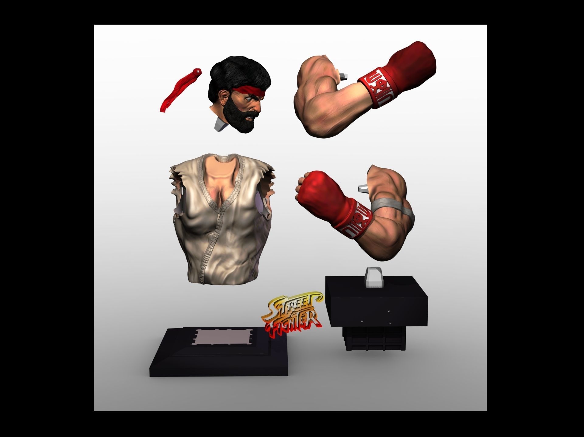 Old Ryu - Street Fighter V Statue 3D print model_3