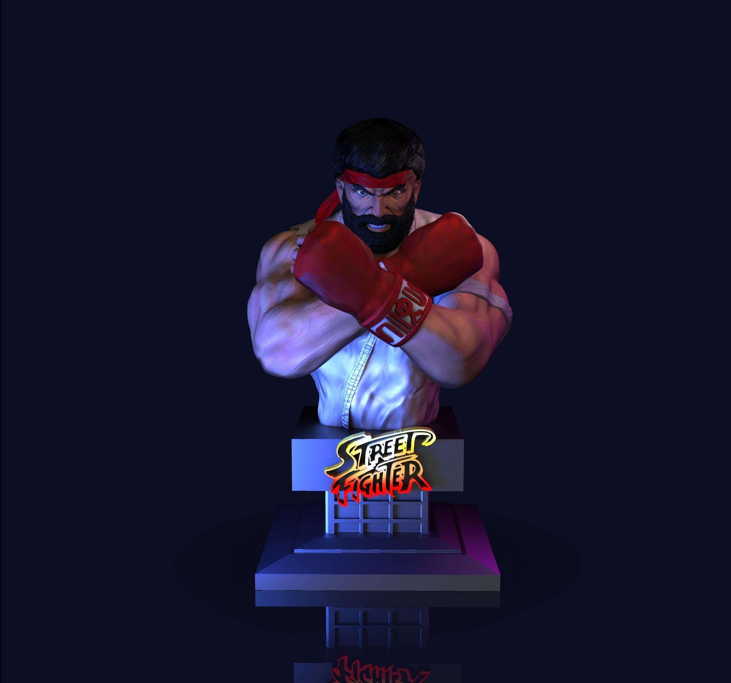 Old Ryu - Street Fighter V Statue 3D print model_2
