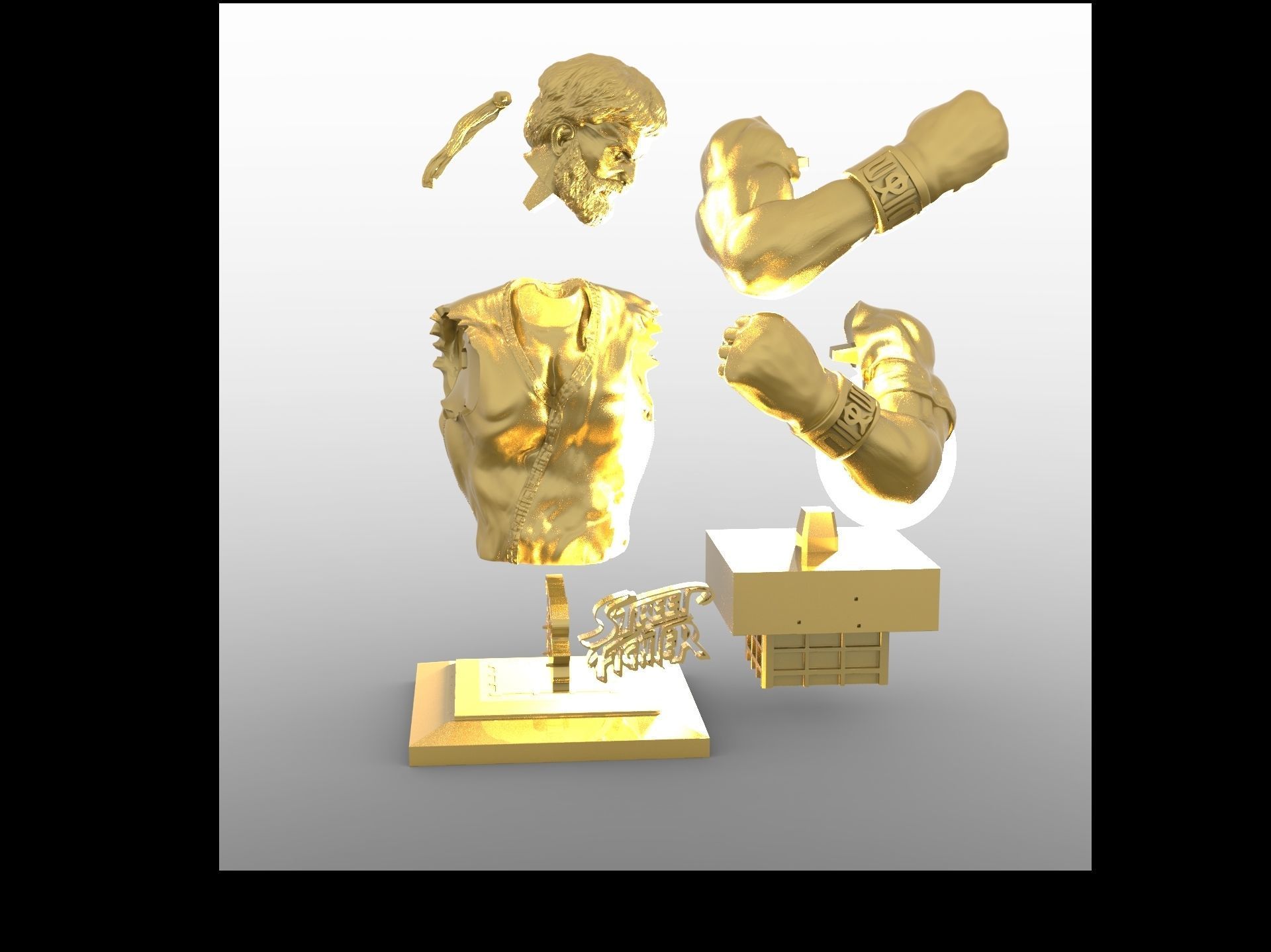 Old Ryu - Street Fighter V Statue 3D print model_9