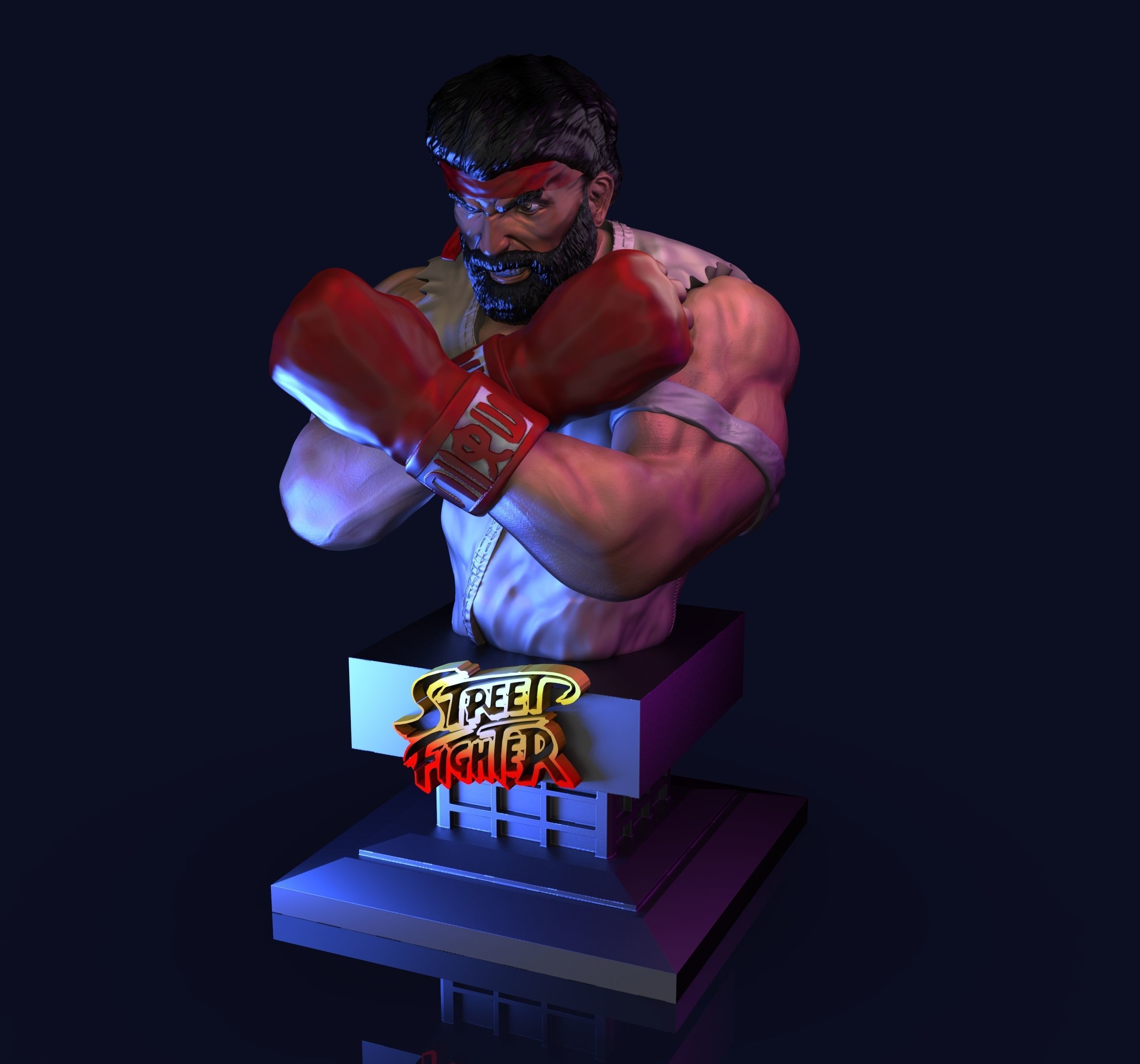 Old Ryu - Street Fighter V Statue 3D print model_6