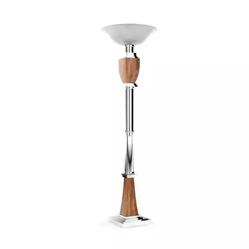 Wood Chrome Standing Lamp