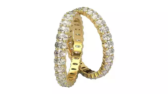 Oval cut eternity ring 2x3mm stones 9 sizes 3D print model