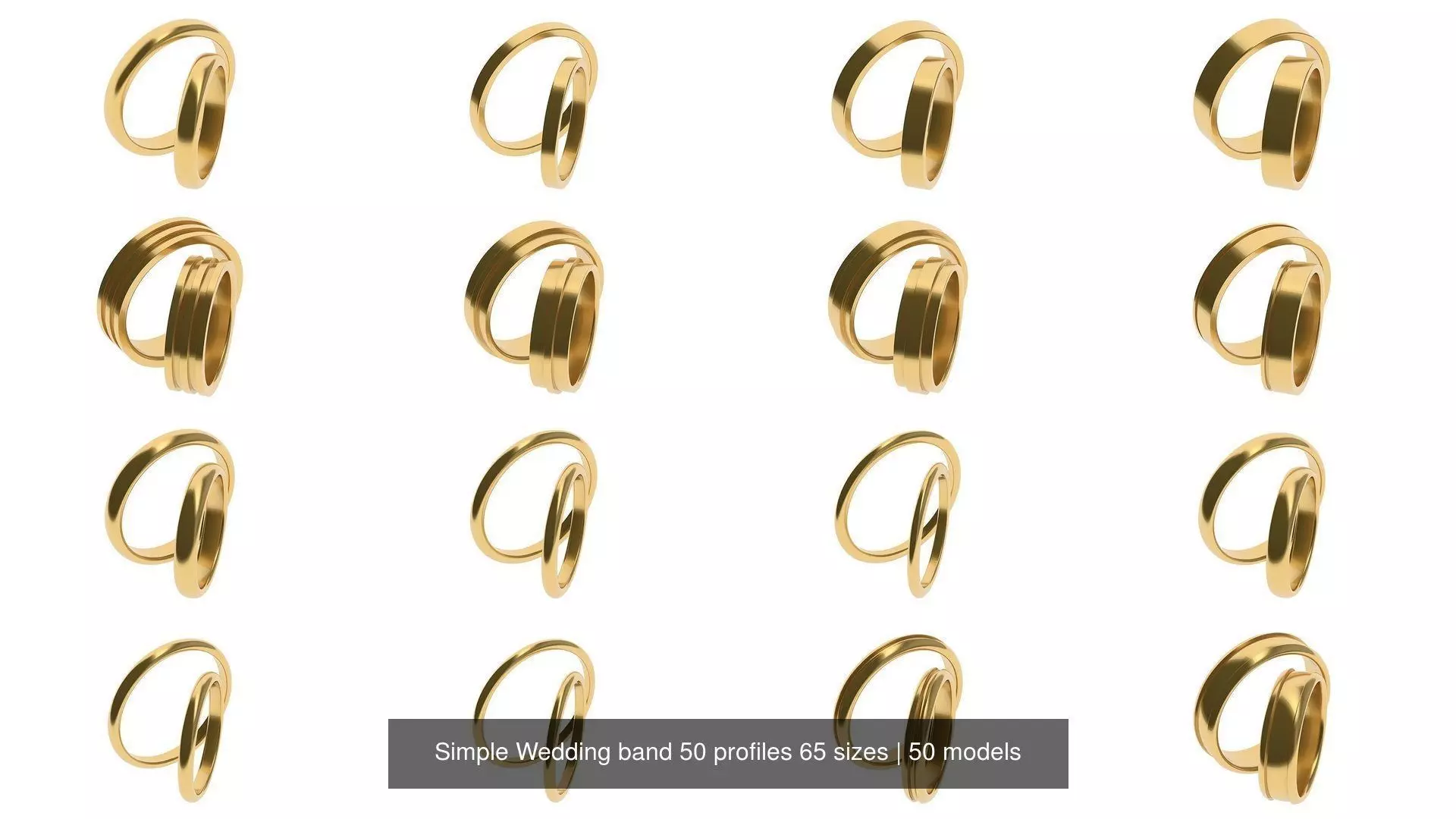 Simple Wedding band 50 profiles 65 sizes 3D Model Collection_0