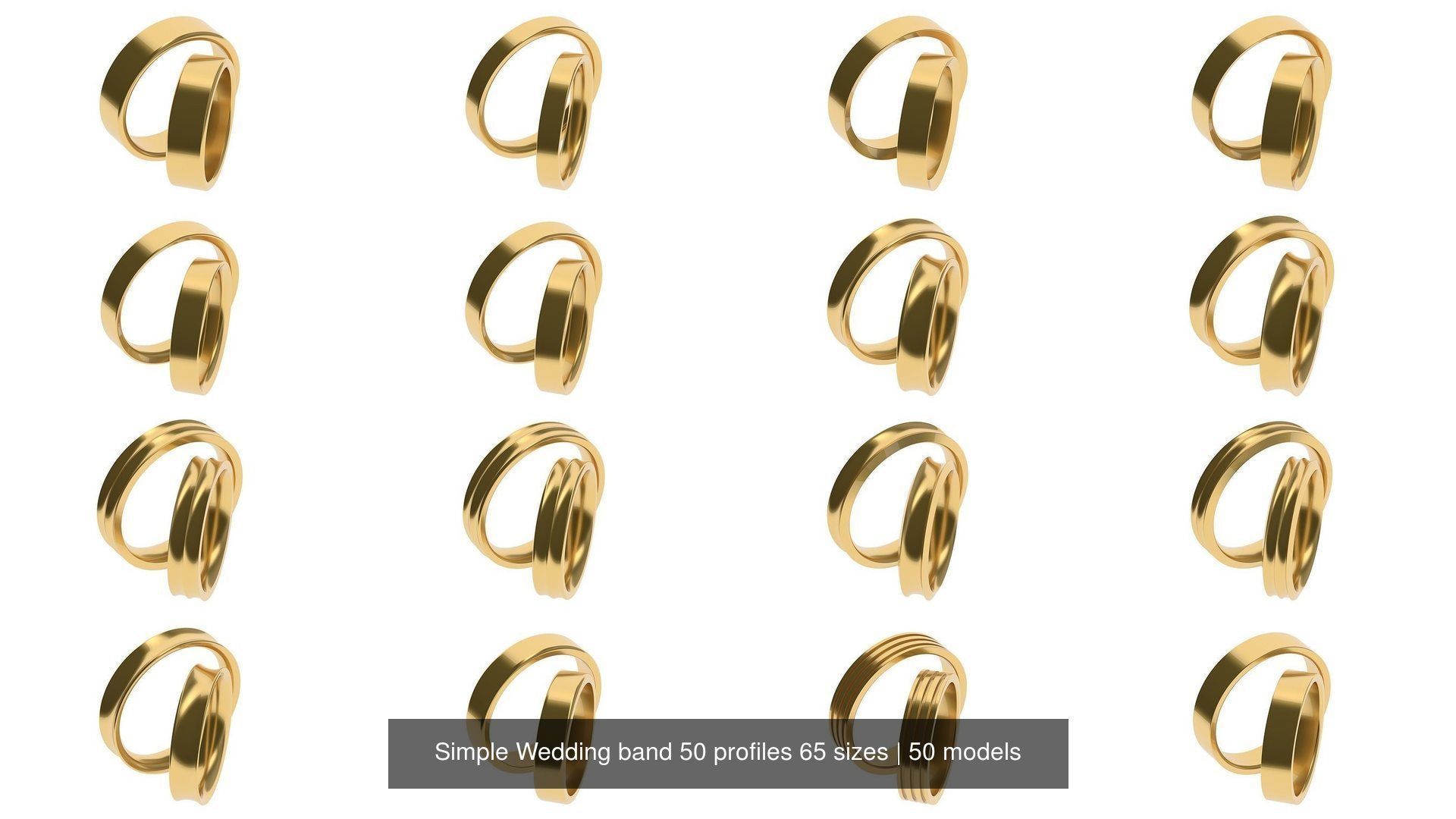 Simple Wedding band 50 profiles 65 sizes 3D Model Collection_7