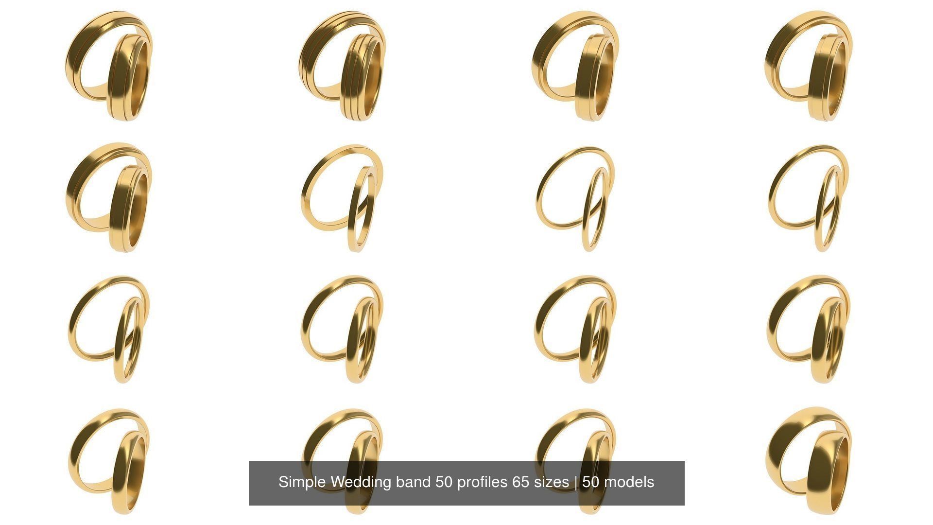 Simple Wedding band 50 profiles 65 sizes 3D Model Collection_2