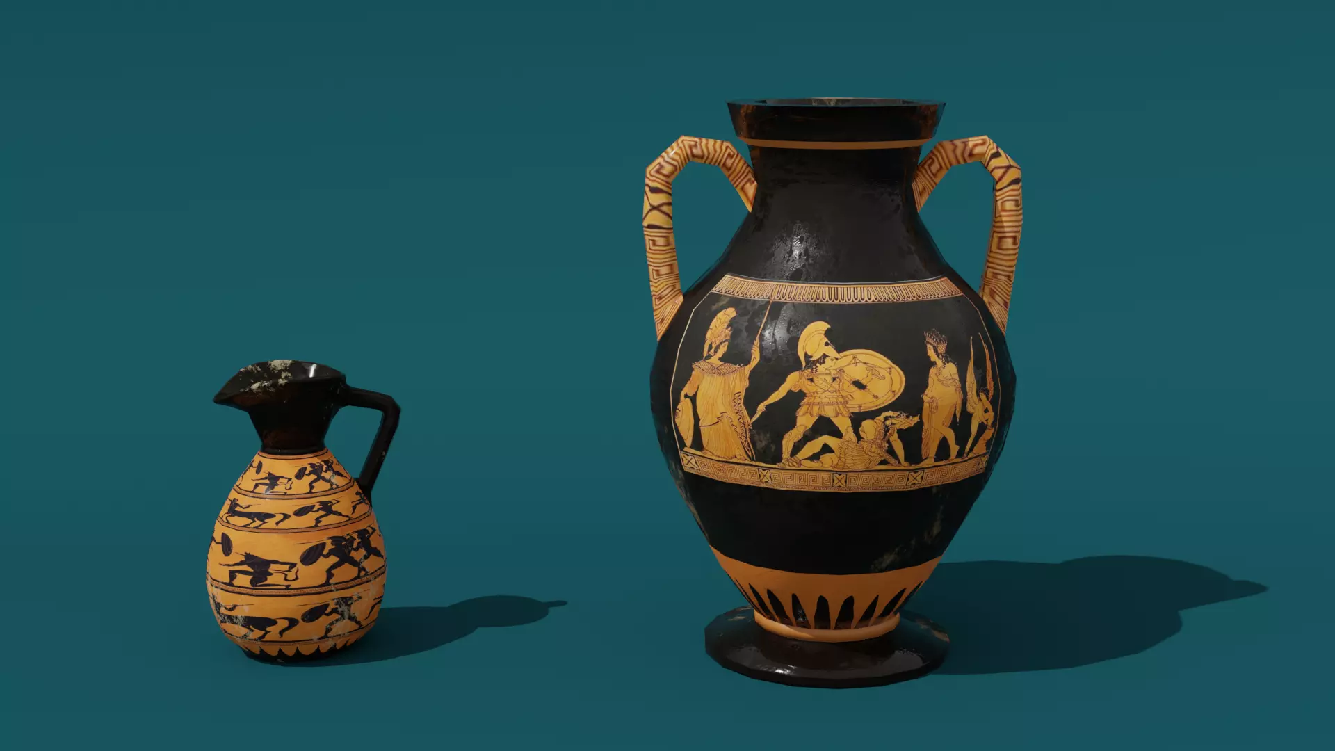 Low Poly Greek Jug and Amphora Low-poly 3D model_0