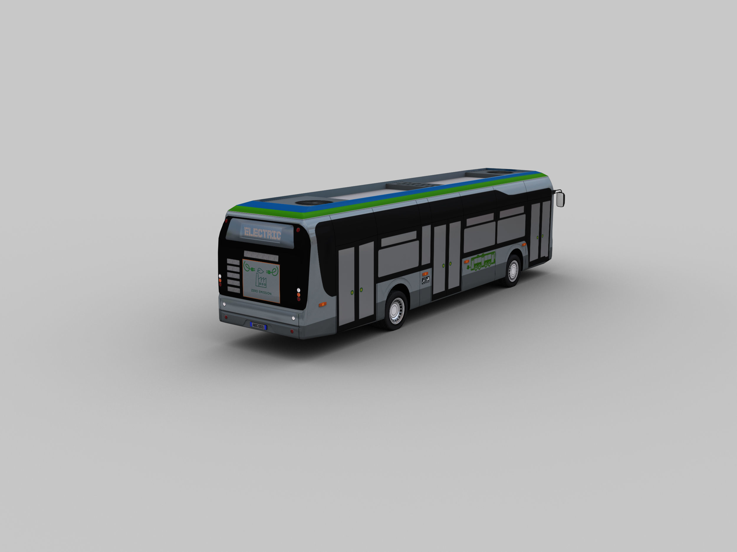 Electric Bus Lowpoly 4 Low-poly 3D model_3