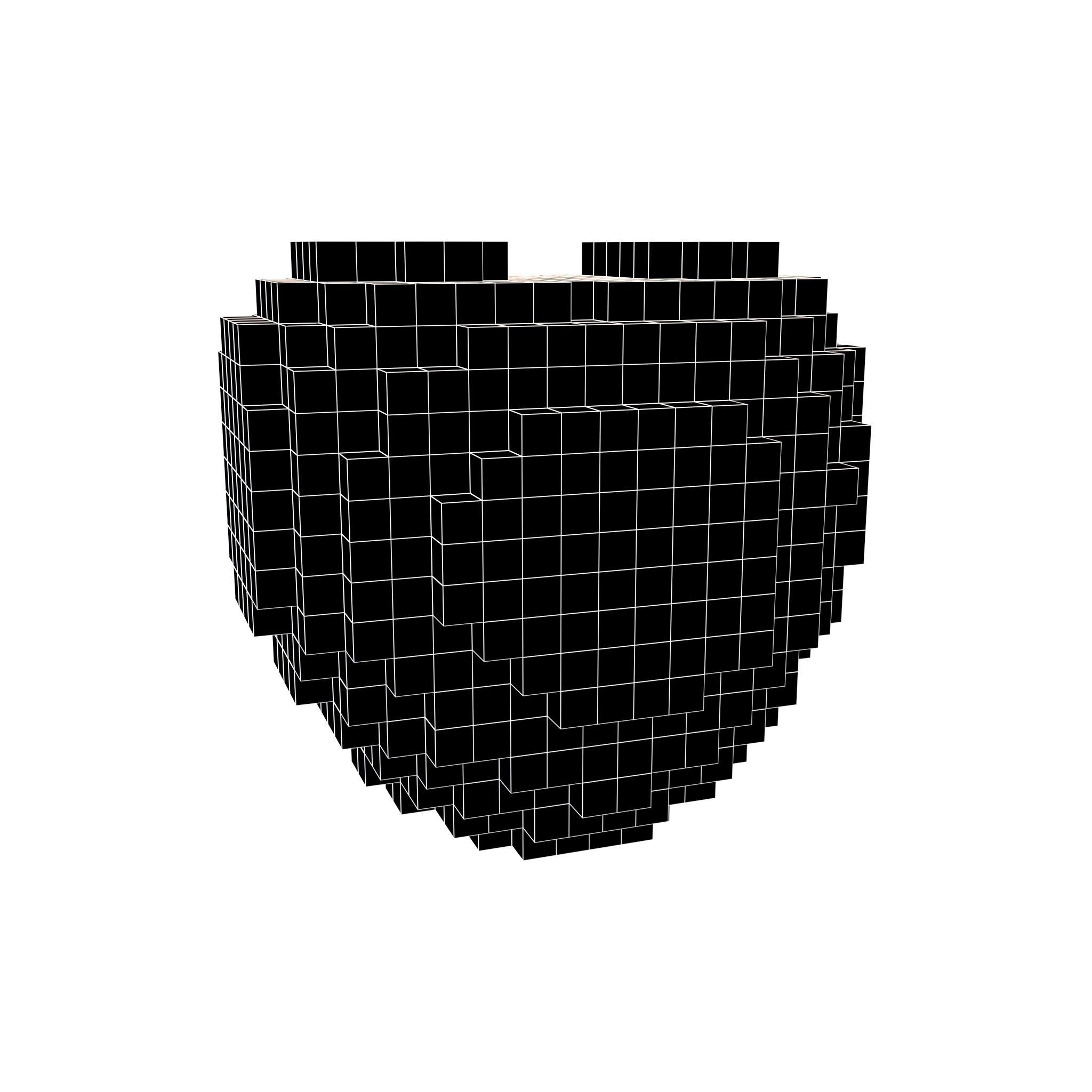 Voxel Heart v1 006 Low-poly 3D model_4