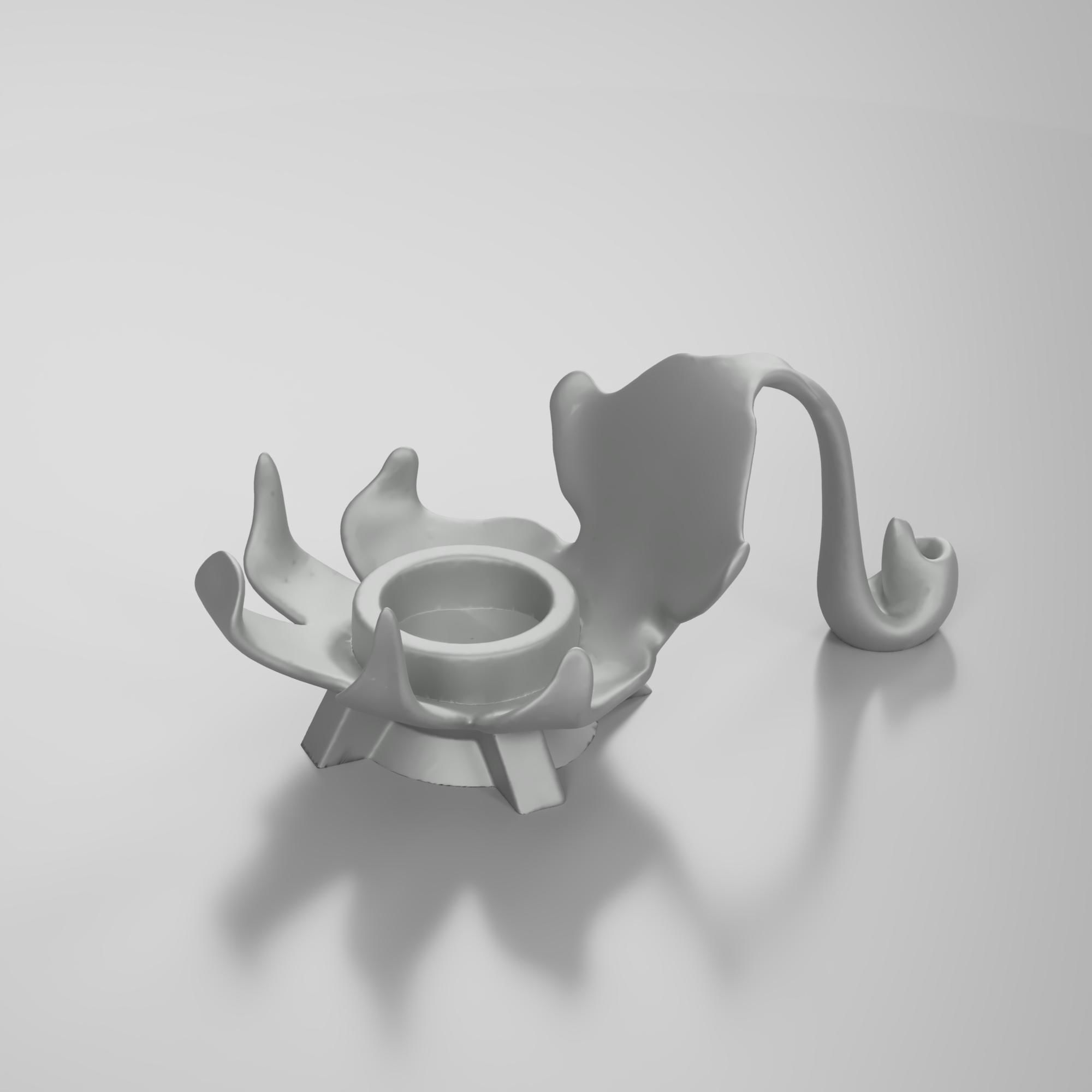 Candlestick candle holder with flower 3D print model_1