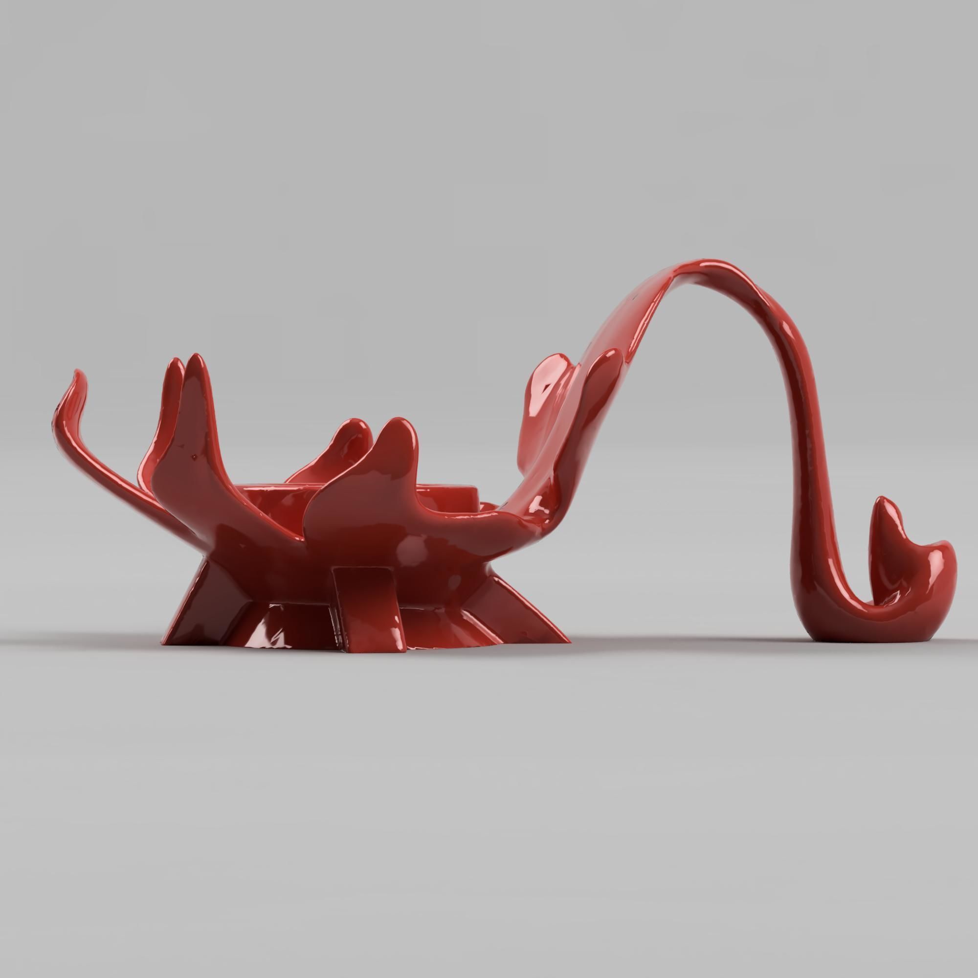 Candlestick candle holder with flower 3D print model_3