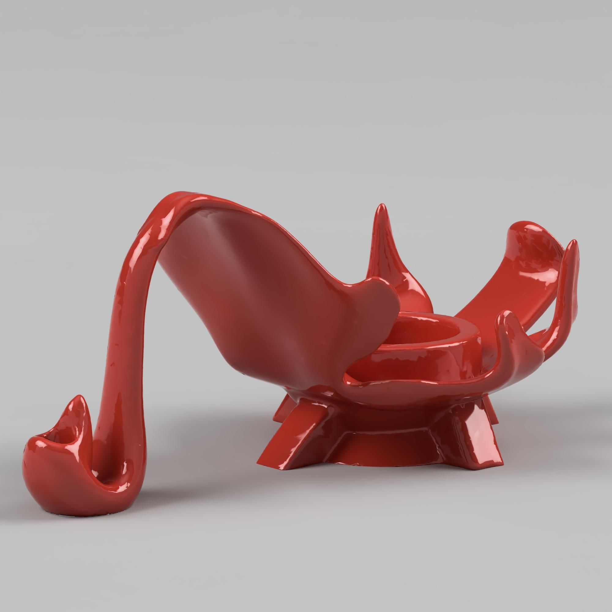 Candlestick candle holder with flower 3D print model_2