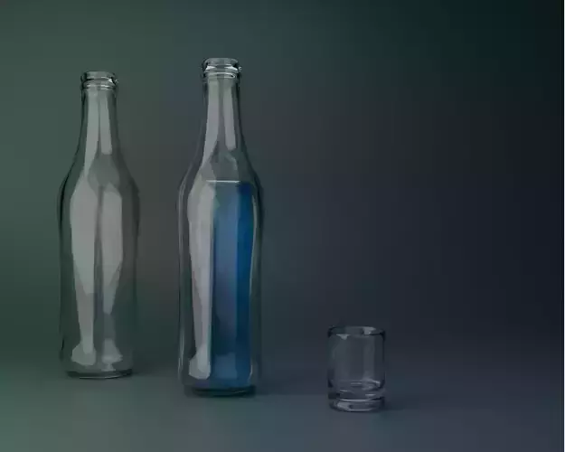  Soda bottle and glass