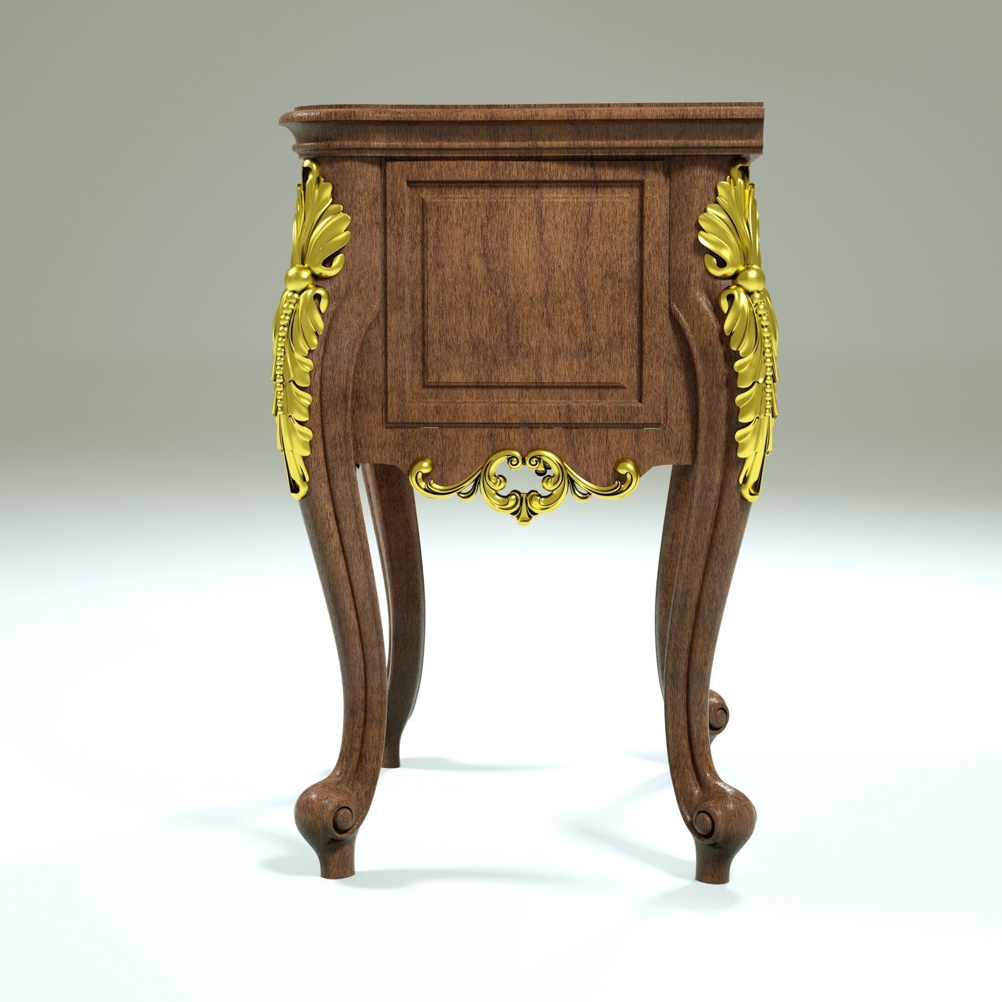 Table 3d model ornate nightstand with gold details 3D model_3