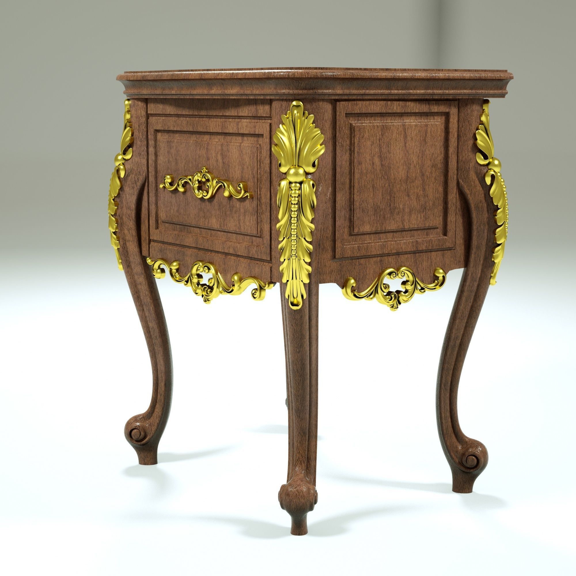 Table 3d model ornate nightstand with gold details 3D model_2