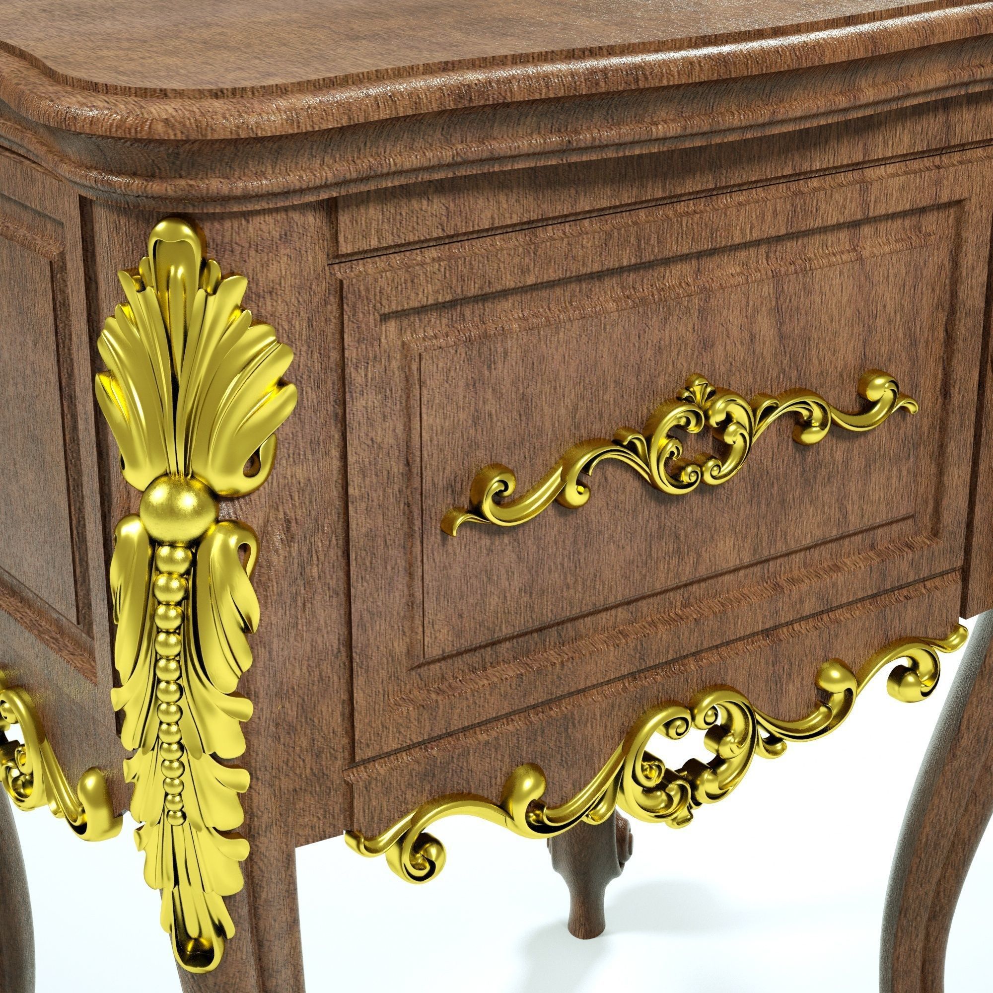 Table 3d model ornate nightstand with gold details 3D model_5