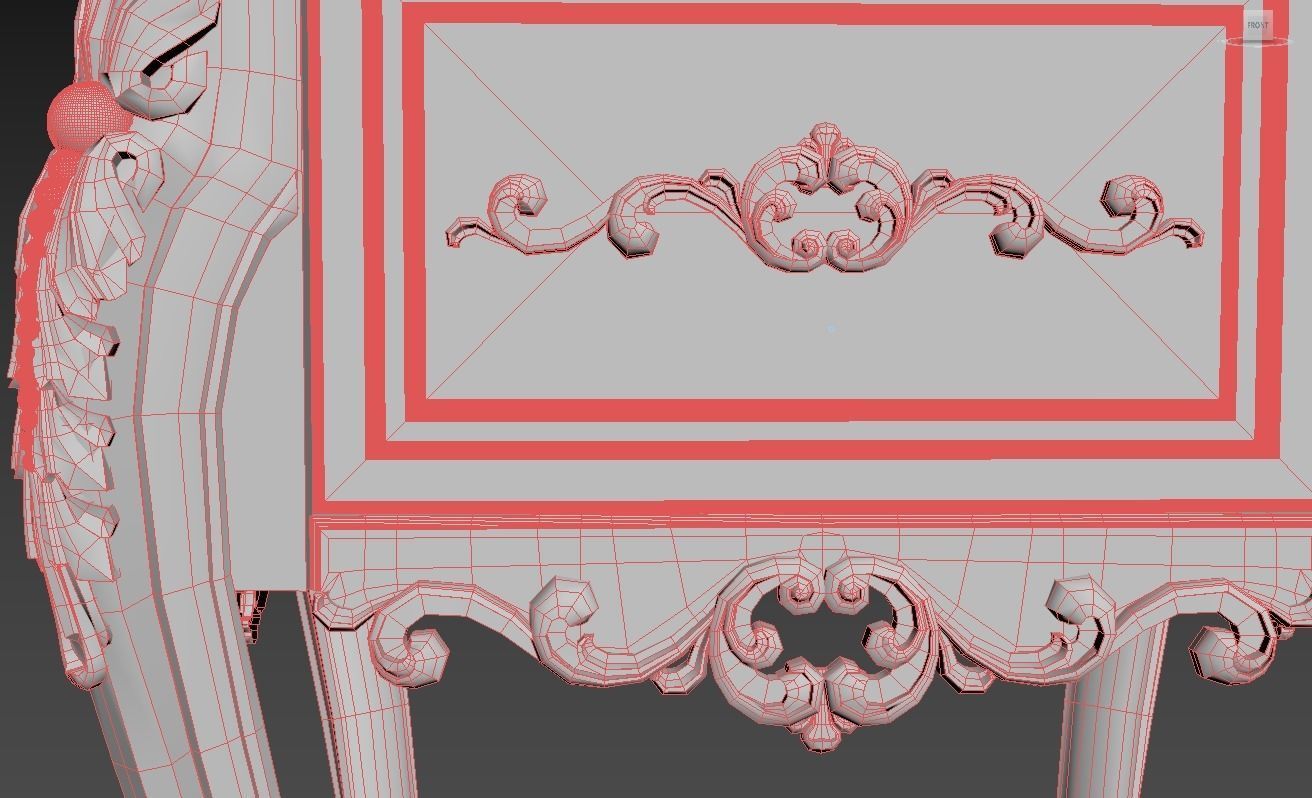 Table 3d model ornate nightstand with gold details 3D model_8