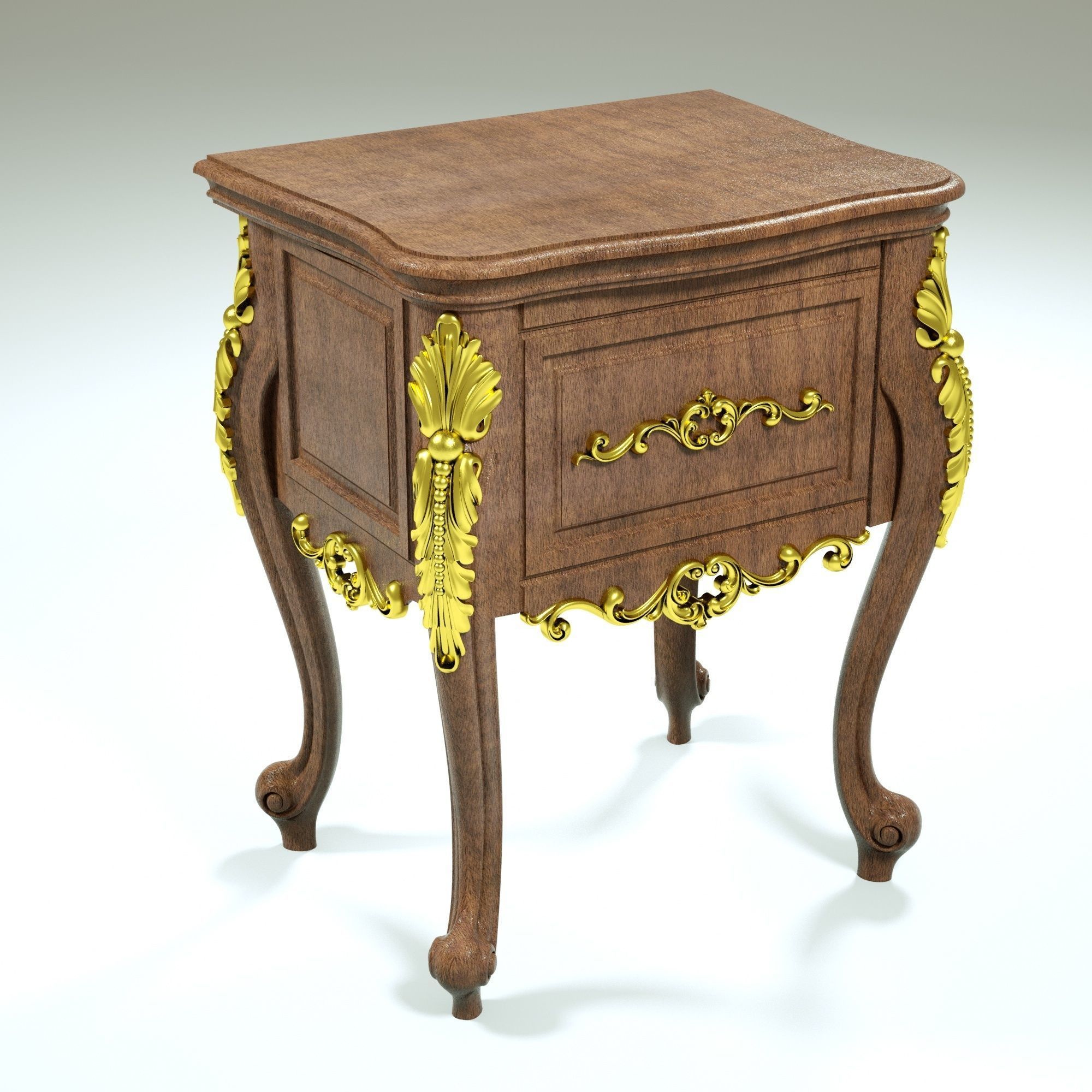 Table 3d model ornate nightstand with gold details 3D model_6