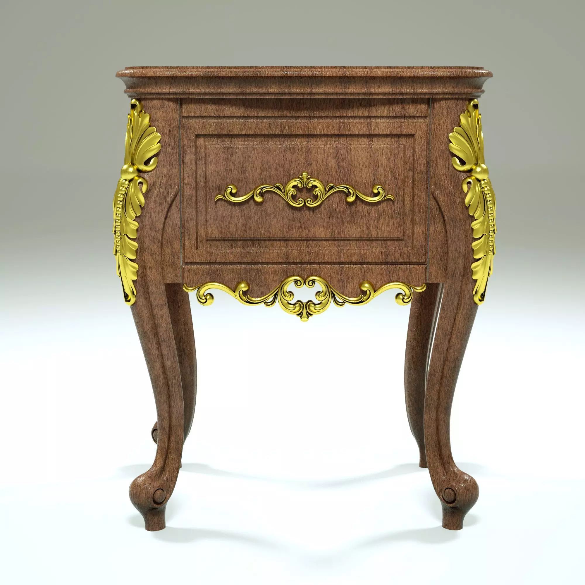Table 3d model ornate nightstand with gold details 3D model_0
