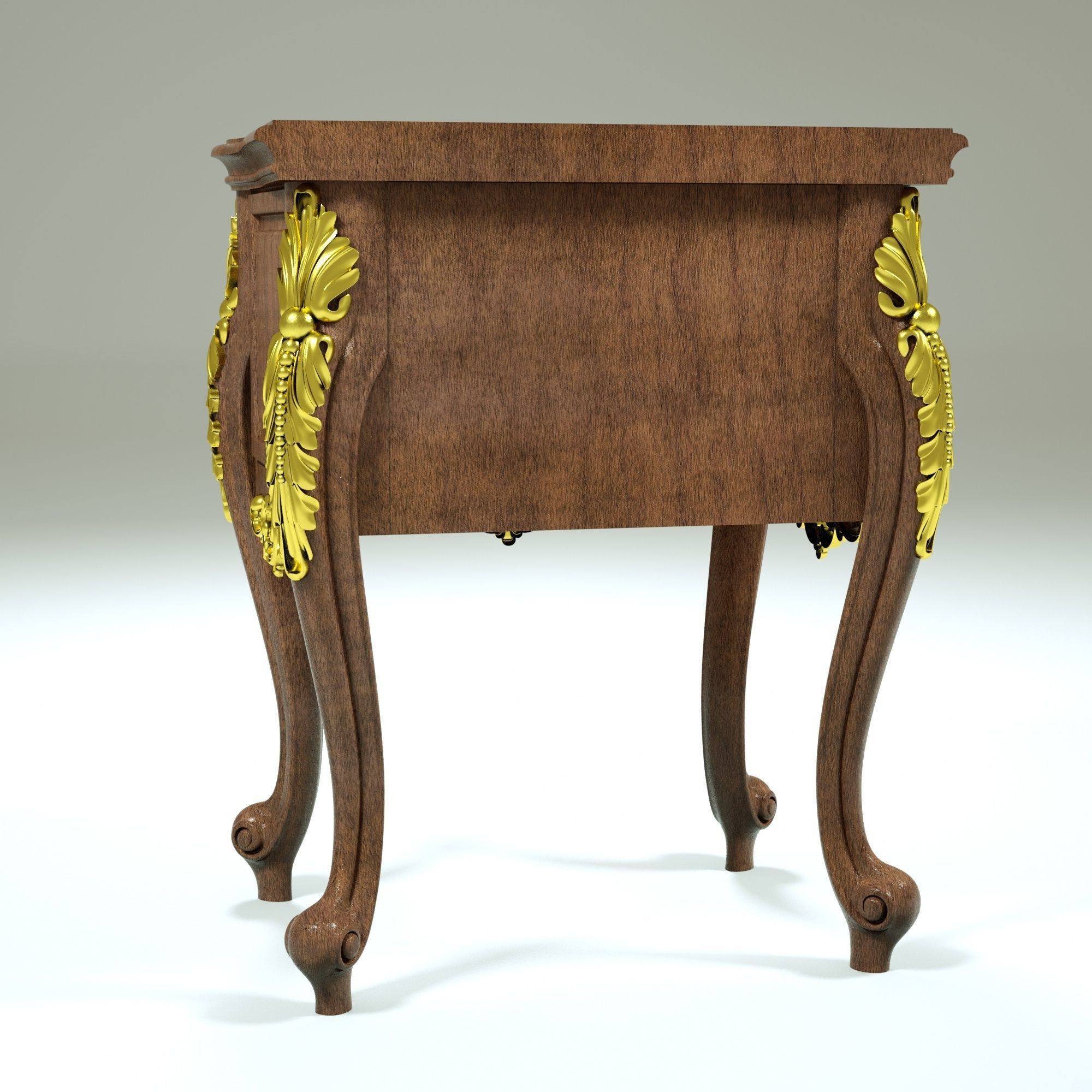 Table 3d model ornate nightstand with gold details 3D model_4