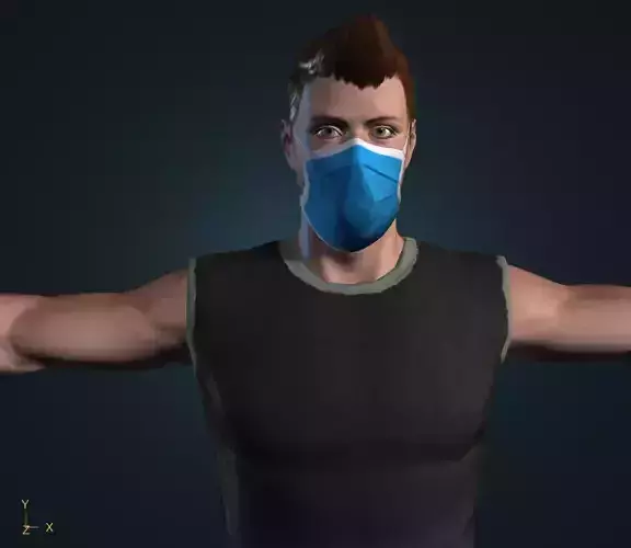 man 3d model wearing mask