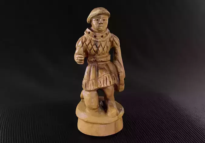 Wood Chess Pawn Handmade - Chessboard A - White Pawn 03 -