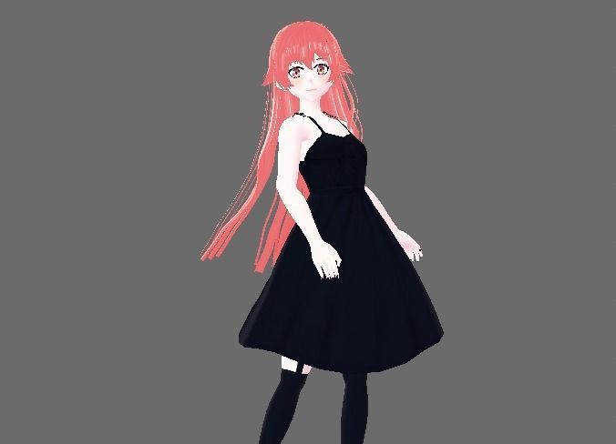 Yuno Gasai Anime - 3d Character Ready for VRCHAT Low-poly 3D model_13
