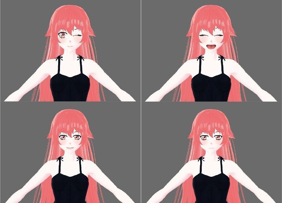 Yuno Gasai Anime - 3d Character Ready for VRCHAT Low-poly 3D model_3