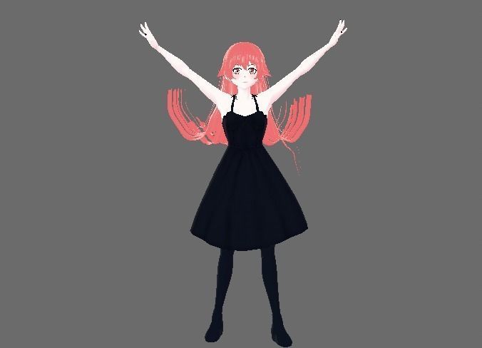 Yuno Gasai Anime - 3d Character Ready for VRCHAT Low-poly 3D model_16