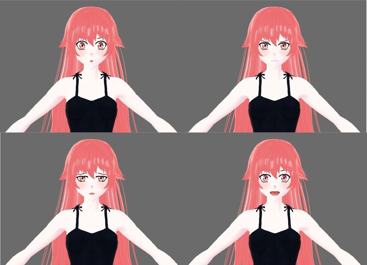 Yuno Gasai Anime - 3d Character Ready for VRCHAT Low-poly 3D model_2
