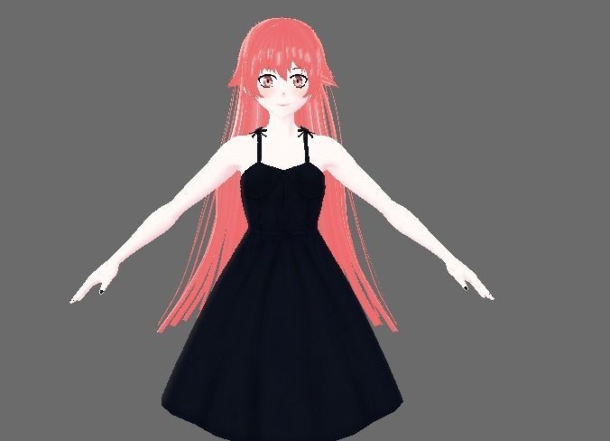 Yuno Gasai Anime - 3d Character Ready for VRCHAT Low-poly 3D model_17