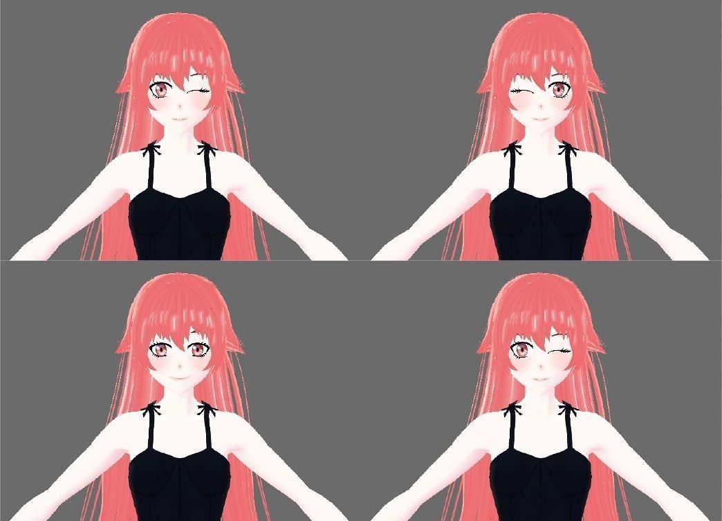 Yuno Gasai Anime - 3d Character Ready for VRCHAT Low-poly 3D model_20
