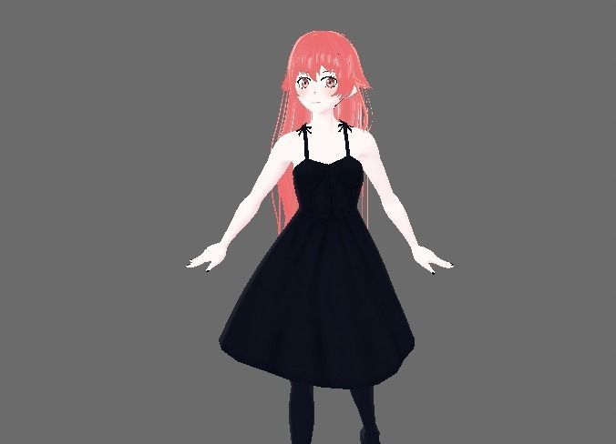 Yuno Gasai Anime - 3d Character Ready for VRCHAT Low-poly 3D model_4