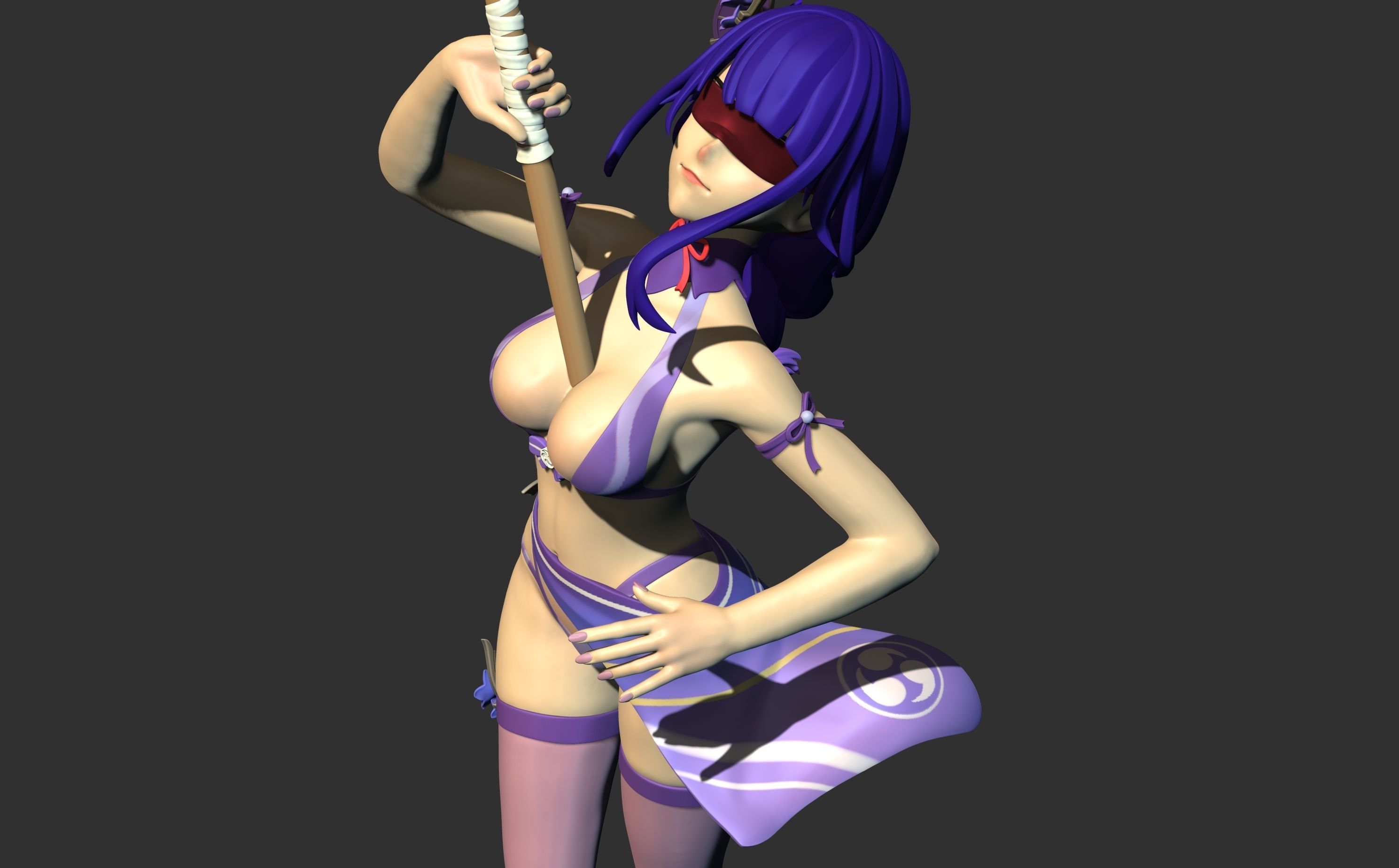 3Dprint - SwimSuit Raiden Shogun Baal fanart 3D print model_4