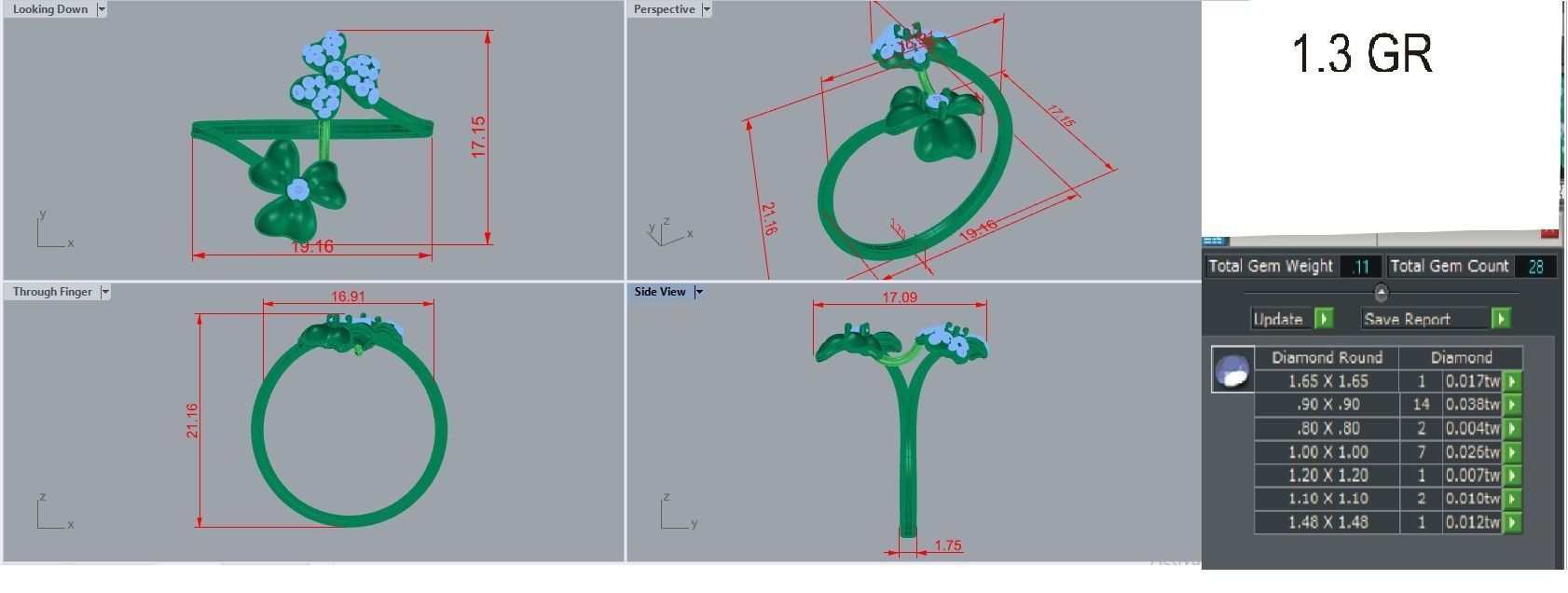 Ultra light wt Women Ring 3dm stl renders details 3D print model_10