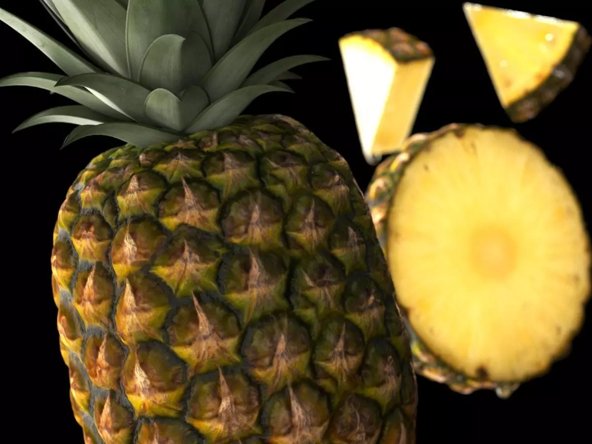 Pineapple choped sliced sectors 3D model_0