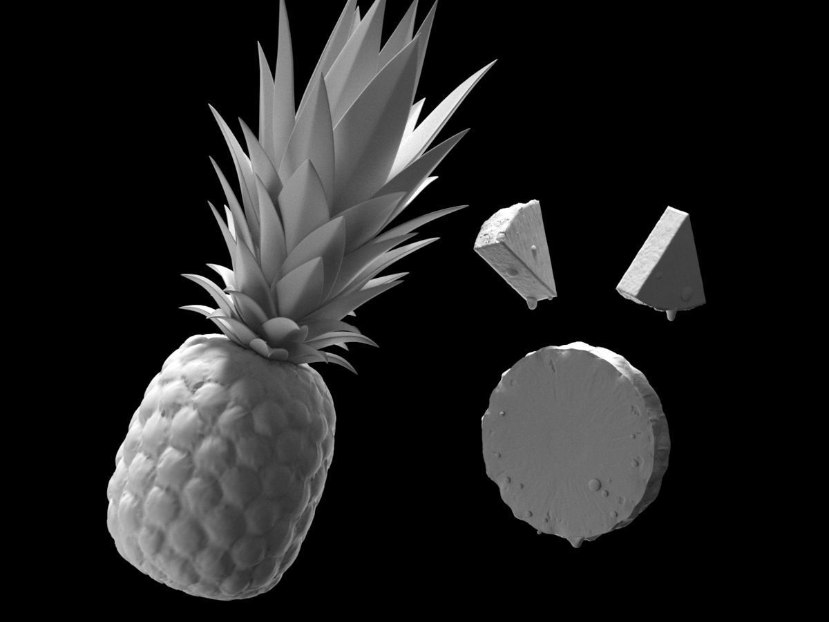 Pineapple choped sliced sectors 3D model_6