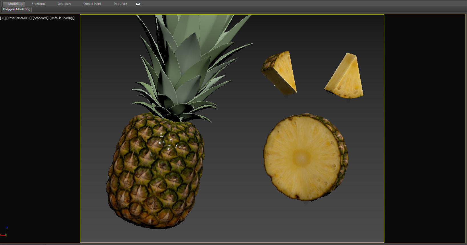 Pineapple choped sliced sectors 3D model_3