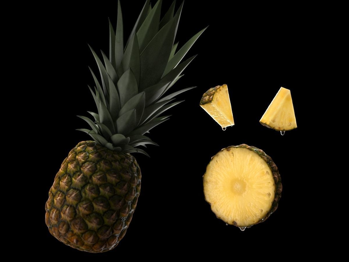 Pineapple choped sliced sectors 3D model_5