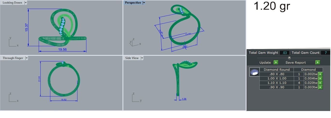 Ultra light wt Women Ring 3dm stl renders details 3D print model_3