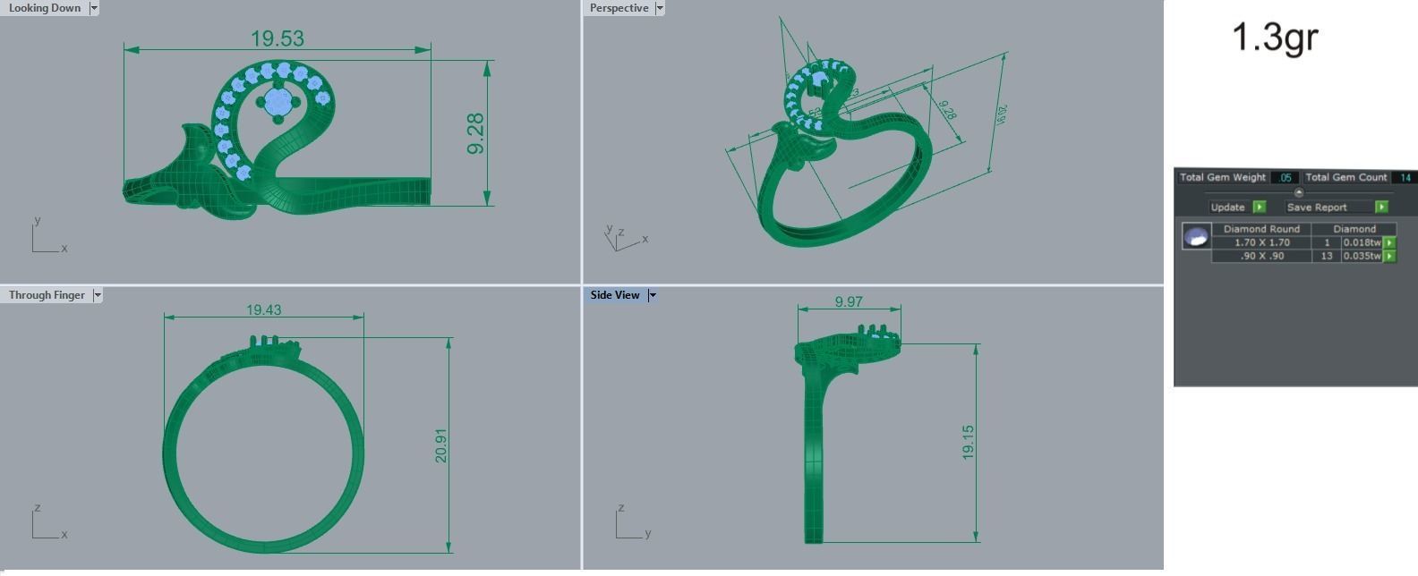 Ultra light wt Women Ring 3dm stl renders details 3D print model_3