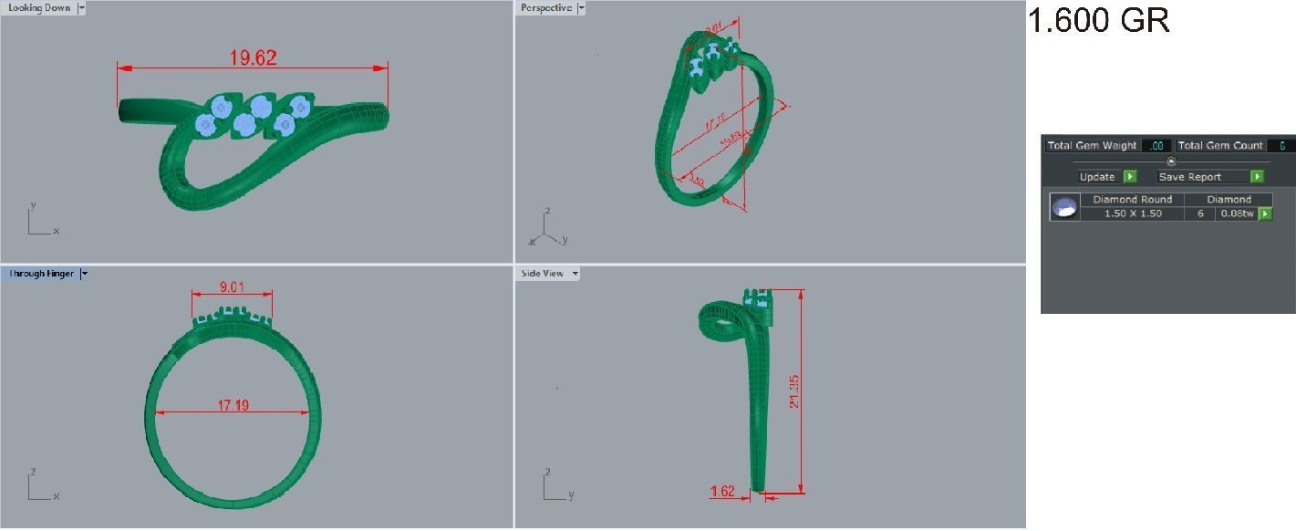 Ultra light wt Women Ring 3dm stl renders details 3D print model_11